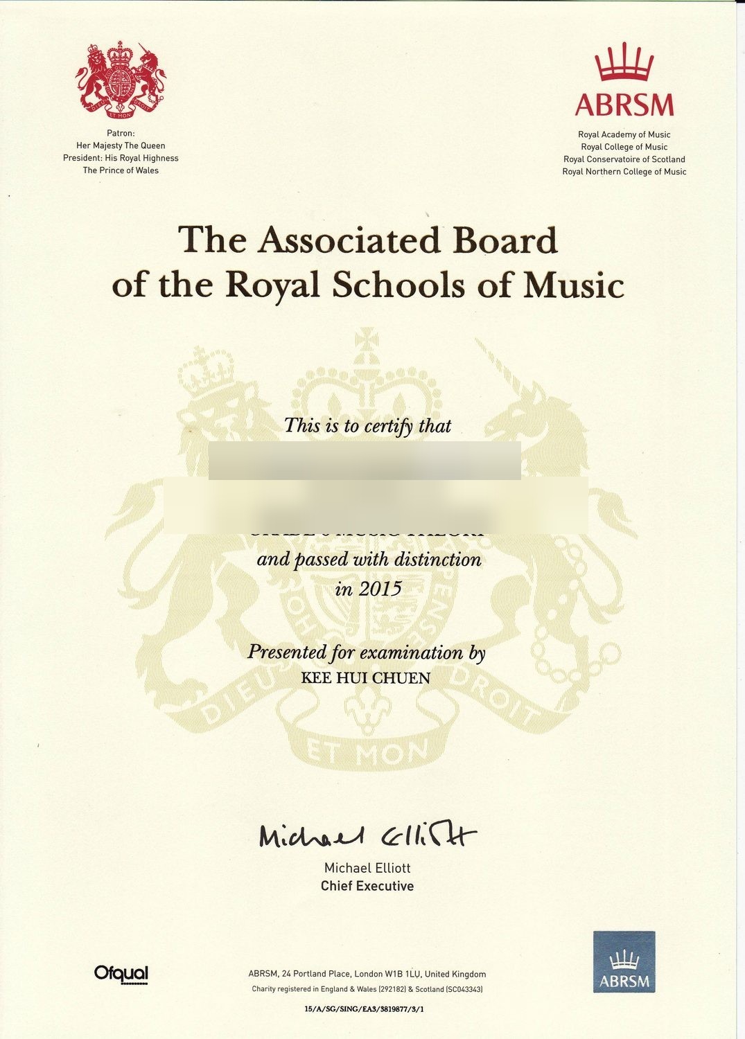 ABRSM Grade 6 Music Theory certificate or examination report for Eugene